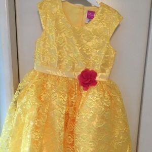 Disney Yellow Lace Dress with Pink Flower